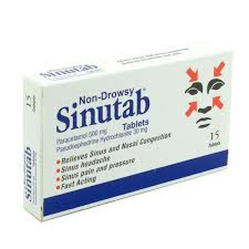 Sinutab Non-Drowsy 500mg, 30mg Tablet (15 Tablets)
